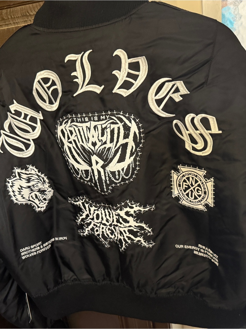 Black Embroidered Bomber Jacket - WWE x Darc Sport - Picture 4 of 5